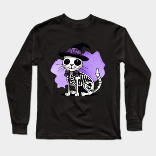 spooky but sweet Halloween skeleton cat Long Sleeve T-Shirt
